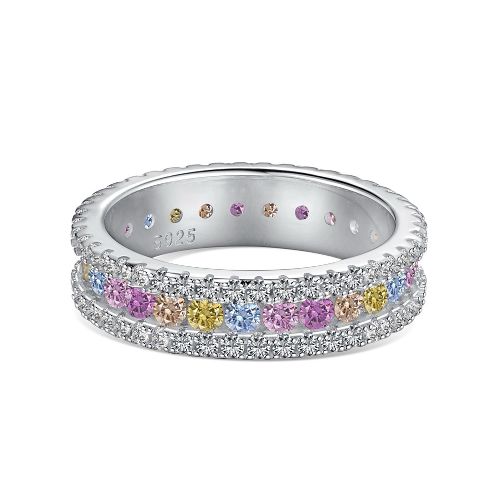 Elegant Silver Multicolor Gemstone Ring